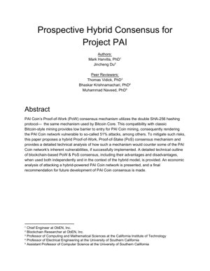 Copertina documento PDF - Consenso Ibrido Prospettico per Project PAI: Analisi Tecnica e Raccomandazioni